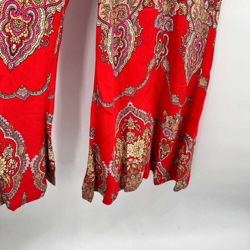 ANTHROPOLOGIE ETT:WA Red Print Manon Wide Leg Flared Pant // 2 - Picture 6 of 15